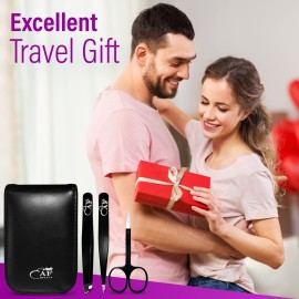 EAF Beauty eyebrow tweezer set, best grooming hair remover, heavy duty craft tweezers, sharp tweezers, and brow tweezers. fine point tweezers, with travel case (black)