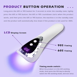 SMALLSHS Handheld UV Light for Gel Nails, Portable Mini Nail Lamp LED Flash Nail Curing Polish Rechargeable Nail Dryer Resin Art Fast-Dry Machine 5V USB Home DIY