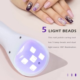 SMALLSHS Handheld UV Light for Gel Nails, Portable Mini Nail Lamp LED Flash Nail Curing Polish Rechargeable Nail Dryer Resin Art Fast-Dry Machine 5V USB Home DIY