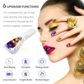 SMALLSHS Handheld UV Light for Gel Nails, Portable Mini Nail Lamp LED Flash Nail Curing Polish Rechargeable Nail Dryer Resin Art Fast-Dry Machine 5V USB Home DIY