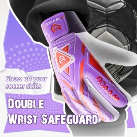WVVOU Goalkeeper Gloves for Kids Youth, Soccer Goalie Gloves with Double Protection, Anti-Slip Soccer Gloves, Super Grip