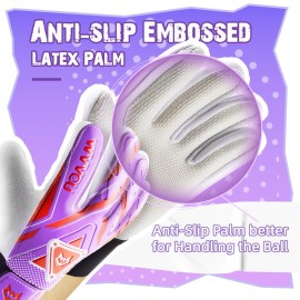 WVVOU Goalkeeper Gloves for Kids Youth, Soccer Goalie Gloves with Double Protection, Anti-Slip Soccer Gloves, Super Grip
