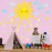 Watercolor Sun Cloud Wall Decals Large Sun and Clouds Wall Stickers Yellow Polka Dots Decal Peel and Stick Big Sun Wall Stickers for Kids Room Baby Nursery Bedroom Playroom Decor