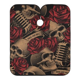 ALAZA Vintage Skulls Music Roses Barber Cape for Men Women, Waterproof Haircut Apron Beard Shaving Bib Hair Cutting Cloth 55 x 65 Inch