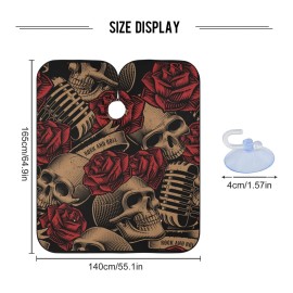 ALAZA Vintage Skulls Music Roses Barber Cape for Men Women, Waterproof Haircut Apron Beard Shaving Bib Hair Cutting Cloth 55 x 65 Inch