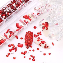 Red Rhinestones Flatback Gemstone Crystal Nail Round Glass Gems, Multi Shapes Stones Kit with Tweezers Wax Pencils for Nails Crafts Face Makeup Clothes Bags (SS4-SS16 Set) Red Rhinestones Flatback Gemstone Crystal Nail Round Glass Gems, Multi Shapes Stones Kit with Tweezers Wax Pencils for Nails Crafts Face Makeup Clothes Bags (SS4-SS16 Set)