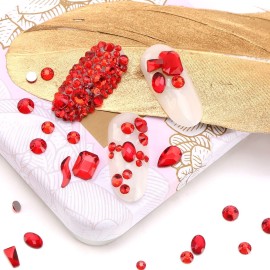 Red Rhinestones Flatback Gemstone Crystal Nail Round Glass Gems, Multi Shapes Stones Kit with Tweezers Wax Pencils for Nails Crafts Face Makeup Clothes Bags (SS4-SS16 Set) Red Rhinestones Flatback Gemstone Crystal Nail Round Glass Gems, Multi Shapes Stones Kit with Tweezers Wax Pencils for Nails Crafts Face Makeup Clothes Bags (SS4-SS16 Set)