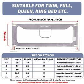 FAMILL Bed Rail for Toddlers with U-Shaped Base, Toddler Bed Rails, Bed Rails Suitable for Queen/King Size Mattress, Extra Length, Grey, 1 Piece, 78.7