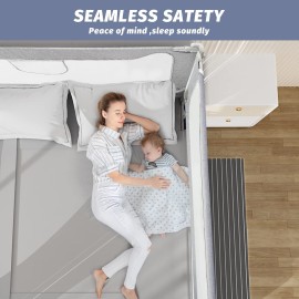 FAMILL Bed Rail for Toddlers with U-Shaped Base, Toddler Bed Rails, Bed Rails Suitable for Queen/King Size Mattress, Extra Length, Grey, 1 Piece, 78.7