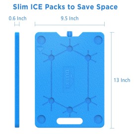 OUTXE Ice Packs for Coolers - 5 Large- 9.5 x 13 Inch, Space Saving - Reusable, Long Lasting, Cold Freezer Packs for Coolers&Totes to Keep Food Fresh