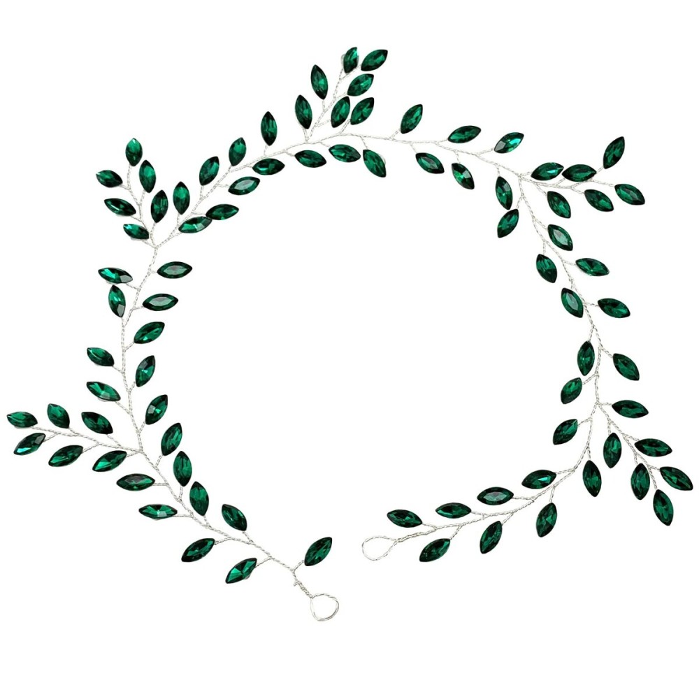 BETITETO Wedding Bridal Hair Vine Green Rhinestone Headband Hair Piece Accessories for Women Girls Party Photoshoot BETITETO Wedding Bridal Hair Vine Green Rhinestone Headband Hair Piece Accessories for Women Girls Party Photoshoot