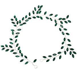 BETITETO Wedding Bridal Hair Vine Green Rhinestone Headband Hair Piece Accessories for Women Girls Party Photoshoot