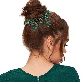BETITETO Wedding Bridal Hair Vine Green Rhinestone Headband Hair Piece Accessories for Women Girls Party Photoshoot BETITETO Wedding Bridal Hair Vine Green Rhinestone Headband Hair Piece Accessories for Women Girls Party Photoshoot