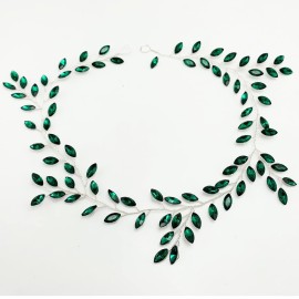 BETITETO Wedding Bridal Hair Vine Green Rhinestone Headband Hair Piece Accessories for Women Girls Party Photoshoot BETITETO Wedding Bridal Hair Vine Green Rhinestone Headband Hair Piece Accessories for Women Girls Party Photoshoot