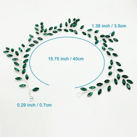 BETITETO Wedding Bridal Hair Vine Green Rhinestone Headband Hair Piece Accessories for Women Girls Party Photoshoot BETITETO Wedding Bridal Hair Vine Green Rhinestone Headband Hair Piece Accessories for Women Girls Party Photoshoot