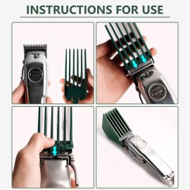 AFANSO Hair Clipper Guards, Extra Long 3 Inch, 8pcs Green - Compatible with Most Wahl Full Size Hair Clippers, Large Guide Comb Set 3\', 2.75\', 2.5\', 2.25, 2, 1.75, 1.5, 1.25