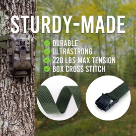 Trail Camera Straps, Upperosey Game Cam Mounting Strap with Long-Lasting Alloy Buckle, Nylon Fiber Strap for Wildlife Trial Camera Accessory, Deer Camera Tree Belts, 25mm Width* 6 ft. Long (2 Packs)