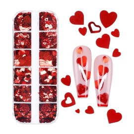 Heart Nail Art Stickers Decals Valentine Nail Glitter Red Flakes Charms Love Nail Supplies Sparkle Heart Nail Decals Shiny Valentine Wedding New Year Festival Design for Acrylic Nails Decorations Heart Nail Art Stickers Decals Valentine Nail Glitter Red Flakes Charms Love Nail Supplies Sparkle Heart Nail Decals Shiny Valentine Wedding New Year Festival Design for Acrylic Nails Decorations