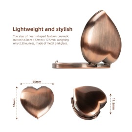 EYIDADAE Mini Vintage Heart Elegant Makeup Mirror, Portable 1X/2X Magnifier (Retro Red)