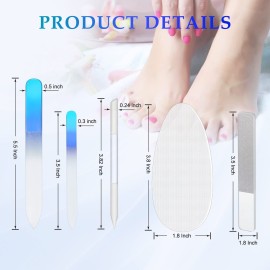 6 Pcs Glass Nail File and Nail Shiner Set Manicure Pedicure Glass File Buffer Cuticle Trimmer Nano Finger Nano Foot Scrubber Callus Remover Foot Care Pedicure Fingernails Toenail