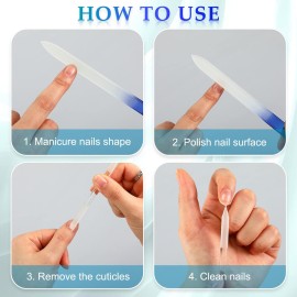 6 Pcs Glass Nail File and Nail Shiner Set Manicure Pedicure Glass File Buffer Cuticle Trimmer Nano Finger Nano Foot Scrubber Callus Remover Foot Care Pedicure Fingernails Toenail
