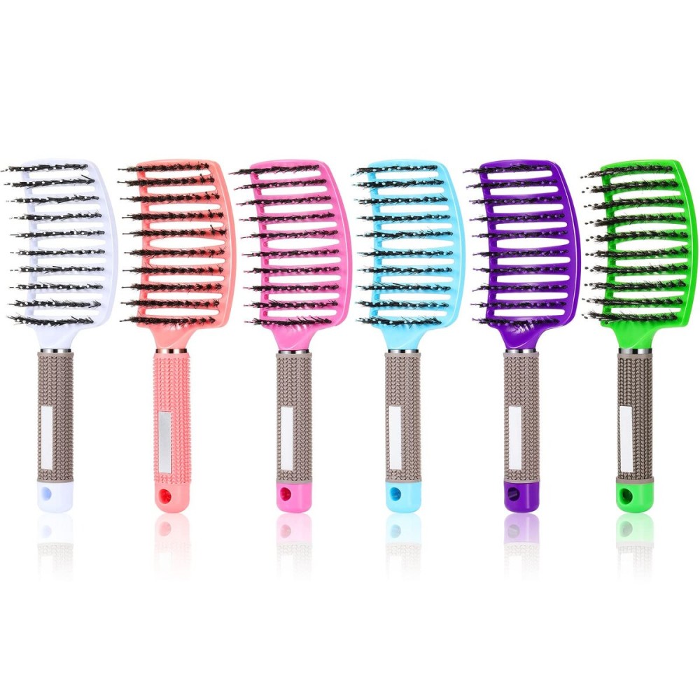 Cunhill 6 Pack Boar Bristle Hair Brushes Curved and Vented Hairbrush Detangler Curved Hair Brushes for Women Detangling Comb for Men Long Wet Dry Thick Curly Blowing Hair Accessories, 6 Colors Cunhill 6 Pack Boar Bristle Hair Brushes Curved and Vented Hairbrush Detangler Curved Hair Brushes for Women Detangling Comb for Men Long Wet Dry Thick Curly Blowing Hair Accessories, 6 Colors