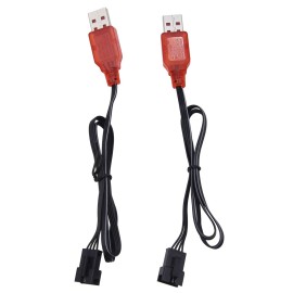 Blomiky 2 Pack SM-4P Blaster Toy Charger Cable Compatible with Some Electric Gel Water Ball Blaster Toys or Some RC Cars/Blaster Cable 2