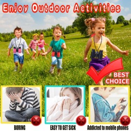 Kids Binoculars Best Gifts for 3-12 Years Boys Girls High-Resolution Optics Shockproof Mini Compact Binocuolar Toys Folding Small Telescope for Bird Watching Camping Outdoor Play
