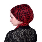 Mu LAN Silk Royal Turban | Handmade Silk Velvet Adjustable Shaper | Hijab Scarf Bonnet Shawl | Chemo Hair Loss Head Cover (Red Black)