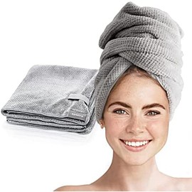 SUTERA - Silverthread Microfiber Hair Towel Wrap for Women Wet Styling Accessories Drying Super Absorbent Quick Dry Turban Curly, Long, Thick 1 Pack SUTERA - Silverthread Microfiber Hair Towel Wrap for Women Wet Styling Accessories Drying Super Absorbent Quick Dry Turban Curly, Long, Thick 1 Pack