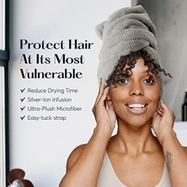 SUTERA - Silverthread Microfiber Hair Towel Wrap for Women Wet Styling Accessories Drying Super Absorbent Quick Dry Turban Curly, Long, Thick 1 Pack SUTERA - Silverthread Microfiber Hair Towel Wrap for Women Wet Styling Accessories Drying Super Absorbent Quick Dry Turban Curly, Long, Thick 1 Pack