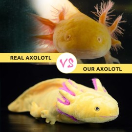 Tiny Heart Axolotl Plush, Axolotl Stuffed Animal, Lifelike Cute Yellow Axolotl Plush Toy, Gifts for Kids, Girls for Gifts 20 Inches Long(Yellow)