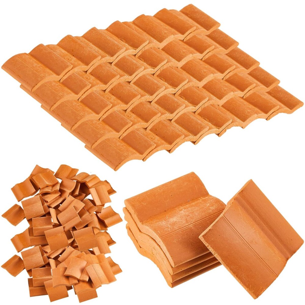 Charniol Miniature Roof Tiles Model Building Set Dollhouse Shingles Clay Roof Tiles for Model Fake Landscape Accessories for Crafts Project Shed DIY Kitchen Garden Diorama Roofing