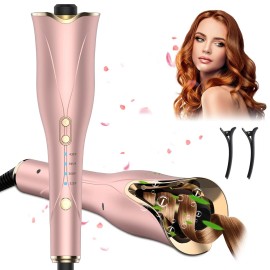 Auto Hair Curler, Automatic Curling Iron Wand with 1 Large Rotating Barrel & 4 Temps & 3 Timer Settings, Curling Iron with Dual Voltage, Auto Shut-Off, Fast Heating Spin Iron for Hair Styling Auto Hair Curler, Automatic Curling Iron Wand with 1 Large Rotating Barrel & 4 Temps & 3 Timer Settings, Curling Iron with Dual Voltage, Auto Shut-Off, Fast Heating Spin Iron for Hair Styling