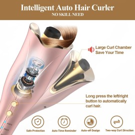 Auto Hair Curler, Automatic Curling Iron Wand with 1 Large Rotating Barrel & 4 Temps & 3 Timer Settings, Curling Iron with Dual Voltage, Auto Shut-Off, Fast Heating Spin Iron for Hair Styling Auto Hair Curler, Automatic Curling Iron Wand with 1 Large Rotating Barrel & 4 Temps & 3 Timer Settings, Curling Iron with Dual Voltage, Auto Shut-Off, Fast Heating Spin Iron for Hair Styling
