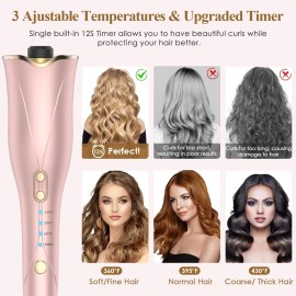 Auto Hair Curler, Automatic Curling Iron Wand with 1 Large Rotating Barrel & 4 Temps & 3 Timer Settings, Curling Iron with Dual Voltage, Auto Shut-Off, Fast Heating Spin Iron for Hair Styling Auto Hair Curler, Automatic Curling Iron Wand with 1 Large Rotating Barrel & 4 Temps & 3 Timer Settings, Curling Iron with Dual Voltage, Auto Shut-Off, Fast Heating Spin Iron for Hair Styling