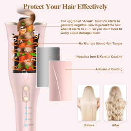 Auto Hair Curler, Automatic Curling Iron Wand with 1 Large Rotating Barrel & 4 Temps & 3 Timer Settings, Curling Iron with Dual Voltage, Auto Shut-Off, Fast Heating Spin Iron for Hair Styling Auto Hair Curler, Automatic Curling Iron Wand with 1 Large Rotating Barrel & 4 Temps & 3 Timer Settings, Curling Iron with Dual Voltage, Auto Shut-Off, Fast Heating Spin Iron for Hair Styling