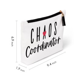 QIBAJIU Chaos Coordinator Makeup Bag for Women, Cute Cosmetic Bag, Funny Birthday Gifts for Mom, Wife, Teacher, Friend, Sister, Coworker, Boss, Bestie, BFF, Godmother, Aunt, Best Boss Gifts for Lady QIBAJIU Chaos Coordinator Makeup Bag for Women, Cute Cosmetic Bag, Funny Birthday Gifts for Mom, Wife, Teacher, Friend, Sister, Coworker, Boss, Bestie, BFF, Godmother, Aunt, Best Boss Gifts for Lady