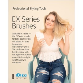Ibiza Hair Round Boar Bristle Brush (EX1-32mm) | Lightweight with Reinforced Bristles & Cork Handle | Ideal for Pixies, Hairlines & Necklines | Adds Texture for Short to Medium Styles