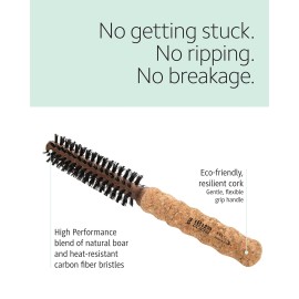 Ibiza Hair Round Boar Bristle Brush (EX1-32mm) | Lightweight with Reinforced Bristles & Cork Handle | Ideal for Pixies, Hairlines & Necklines | Adds Texture for Short to Medium Styles