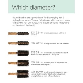 Ibiza Hair Round Boar Bristle Brush (EX1-32mm) | Lightweight with Reinforced Bristles & Cork Handle | Ideal for Pixies, Hairlines & Necklines | Adds Texture for Short to Medium Styles