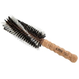 Ibiza Hair Round Boar Bristle Brush (G17-65mm) | Hybrid Boar & Carbon Fiber Nylon Bristles with Cork Handle | Ideal for Natural Waves & Big Sections | For Medium to Long Styles