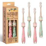 ROARex All-Natural Eco Friendly Kids Toothbrush Made from Plants - Giraffe 4-36m - Baby to Toddler - Rose/Mint - 4pk | 1% for The Planet Product