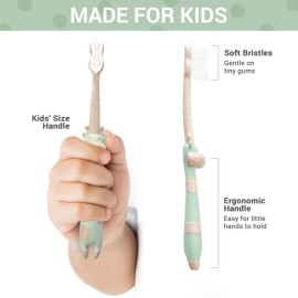 ROARex All-Natural Eco Friendly Kids Toothbrush Made from Plants - Giraffe 4-36m - Baby to Toddler - Rose/Mint - 4pk | 1% for The Planet Product