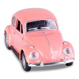 Berry President 1967 Classic Beetle Bug Vintage 1/32 Scale Diecast Metal Pull Back Car Model Toy for Gift Kids (Rose)