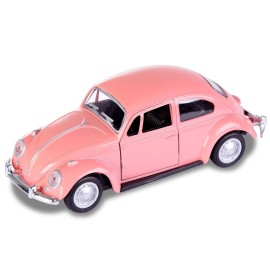 Berry President 1967 Classic Beetle Bug Vintage 1/32 Scale Diecast Metal Pull Back Car Model Toy for Gift Kids (Rose)