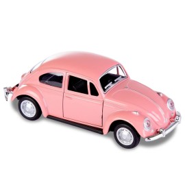 Berry President 1967 Classic Beetle Bug Vintage 1/32 Scale Diecast Metal Pull Back Car Model Toy for Gift Kids (Rose)