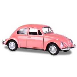 Berry President 1967 Classic Beetle Bug Vintage 1/32 Scale Diecast Metal Pull Back Car Model Toy for Gift Kids (Rose)