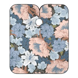 ALAZA Colorful Flowers Barber Cape for Men Women, Waterproof Haircut Apron Beard Shaving Bib Hair Cutting Cloth 55 x 65 Inch