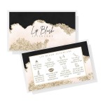 Lip Blush Aftercare Instruction Cards | 50 Pack | 2x3.5 inch Business Card Size | Lip Blush Supplies | Black, Pink, and Gold Design